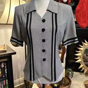 Vintage 80s Michael Blake Blouse Business Preppy Size 10 Grey, Cute, Secretary